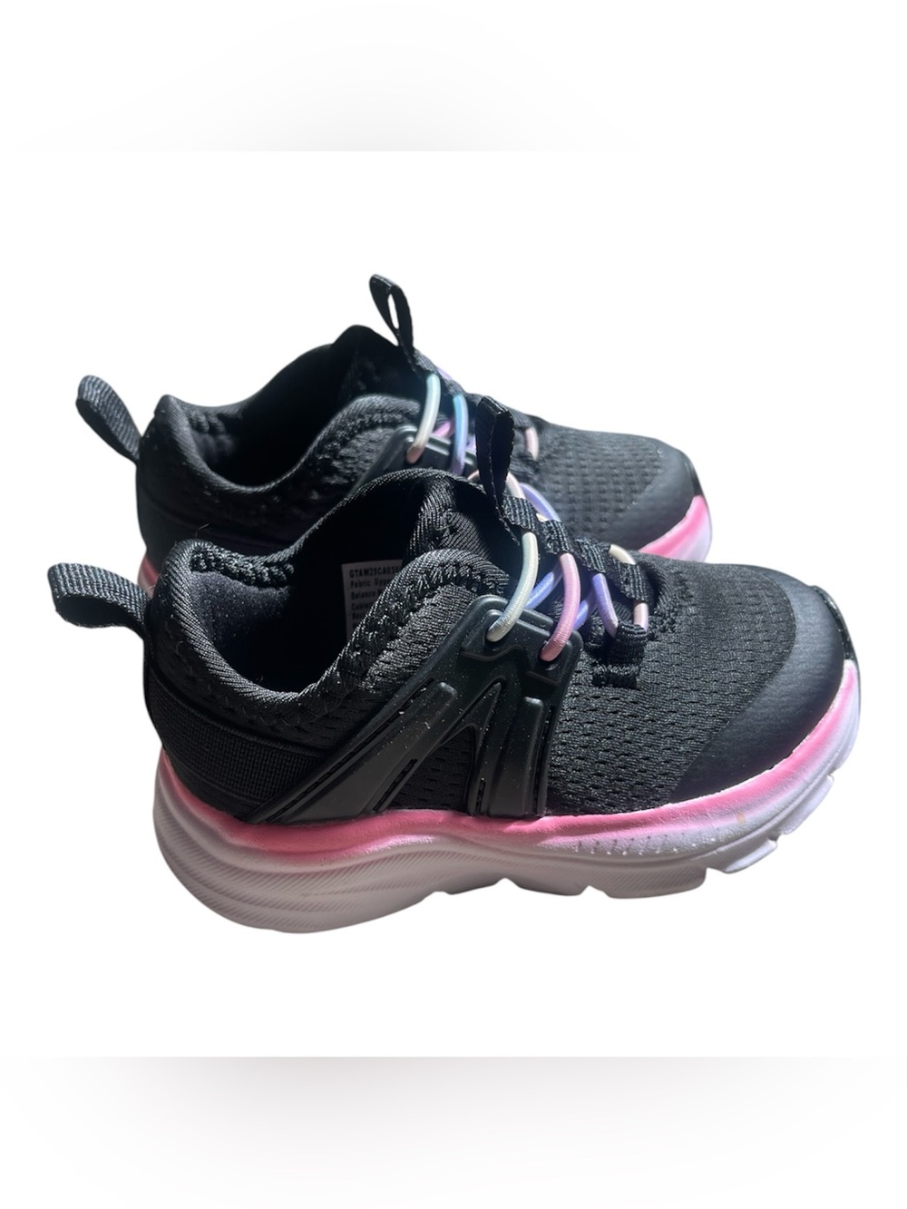 Athletic Works Black Sneakers with Pink Trim and Pastel Laces